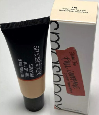SMASHBOX STUDIO SKIN FULL COVERAGE 24 HR FOUNDATION - 1.15 FAIR LIGHT WARM PEACH