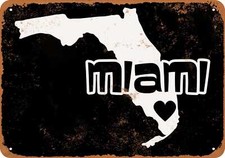 METAL SIGN - Florida State 6 BLACK -- Vintage Look