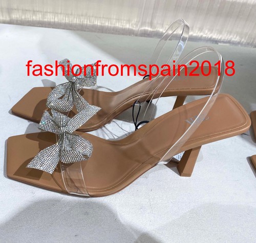 ZARA NEW WOMAN HEELED VINYL SANDALS WITH BOW SHOES NATURAL 35-42 2315/110 |  eBay