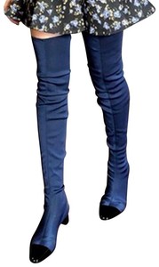 navy blue over the knee boots