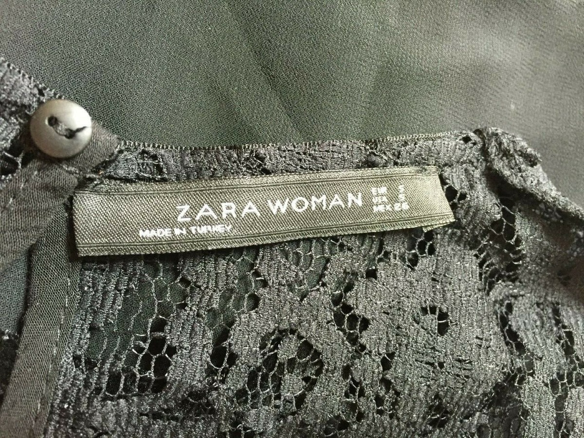 Robe Zara Femme Noire Dentelle Florale - Coupe A-Line, Taille S (équivalent Mex 26) - Neuf Sans étiquette