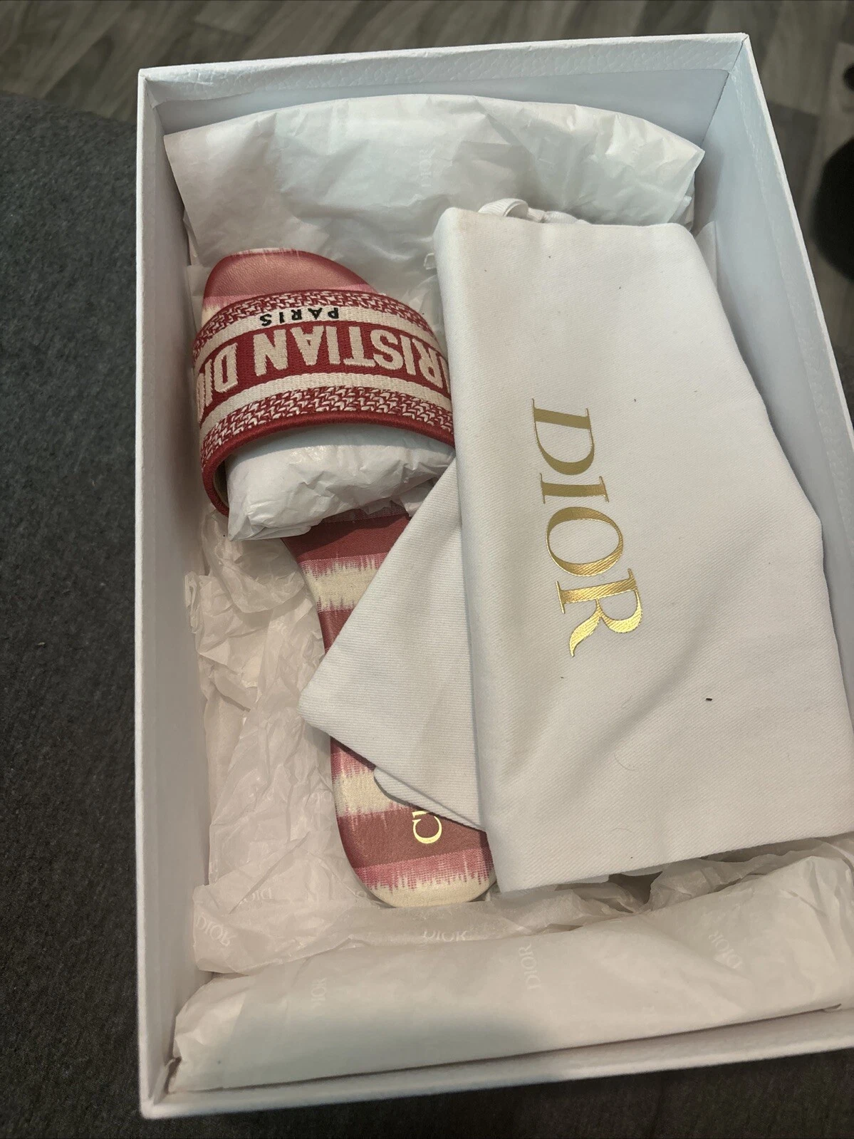 Sandales Christian Dior Dway Slide logo brodé rouge coquelicot 38