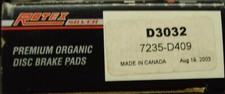 Front Disc Brake Pad Set, Organic - Rotex D3032
