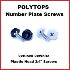 Number Plate Polytop Screws Fitting Kit Nylon Screws 2x Black 2x White 10 Gauge