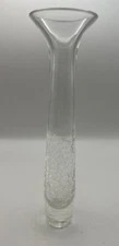 Vintage Clear Crackle Glass 7 3/4” Bud Vase