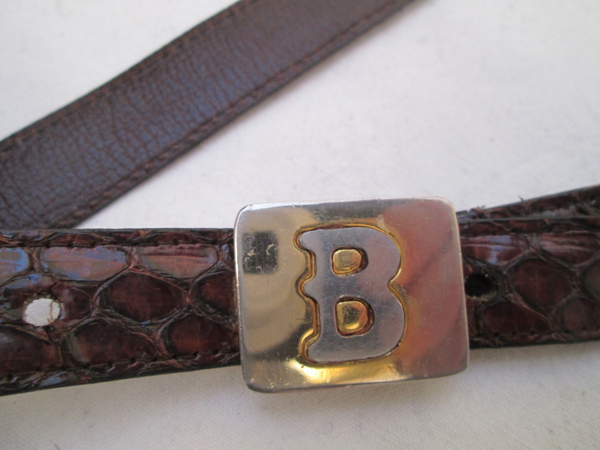 Ceinture Fine GOUTILLE En Cuir Reptile - Taille T44 (79/87 Cm) - Vintage Made In France