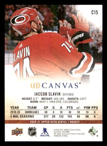 2020-21 Upper Deck Canvas #C15 Jaccob Slavin (ref 226354) - Picture 2 of 2