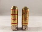2 Rejuvia Flame Glo Red Striped Golden Metal Tubes Miniature Lipsticks N.Y.