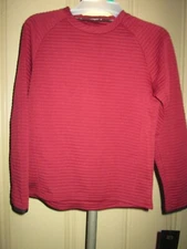 Layer 8 boy's long sleeve shirt-sz L 10-12-maroon ribbed- Qwick-Dry