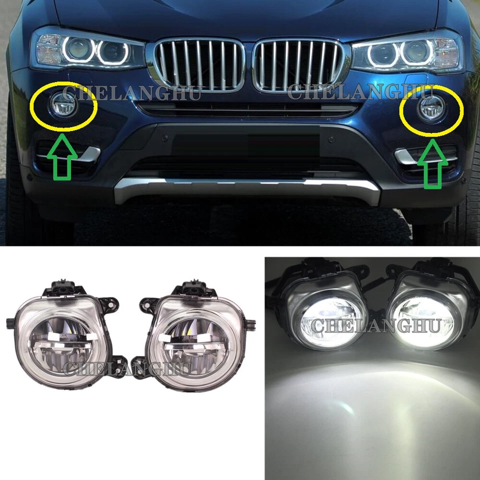New pair Left & Right LED Fog Lamp Light DRL For BMW X3 F25 2014 2015 2016 2017  Foto 3 de 4