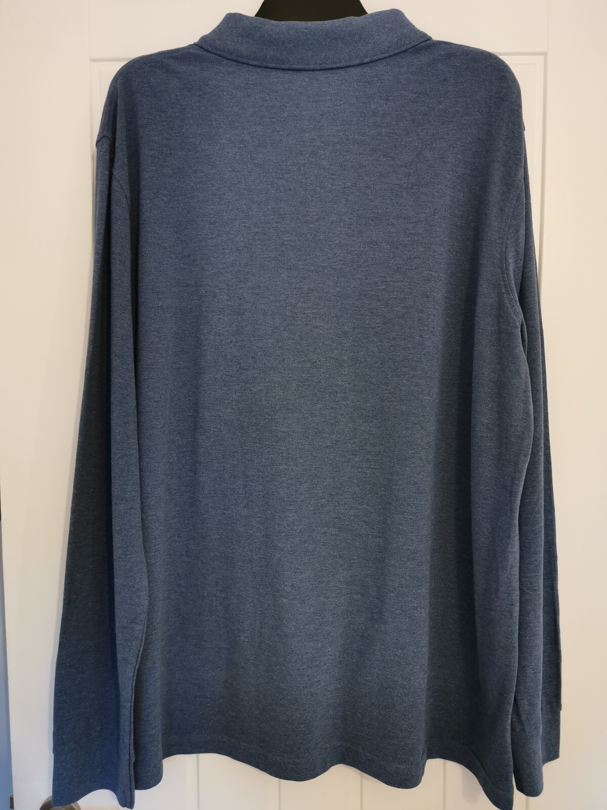 M&S Men's Pure Cotton Long Sleeve Polo Shirt, Blue, Size 3XL eBay