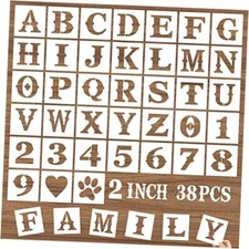 Letter Stencils and Numbers, 38 Pcs Alphabet Craft Stencils, Reusable 2 Inch