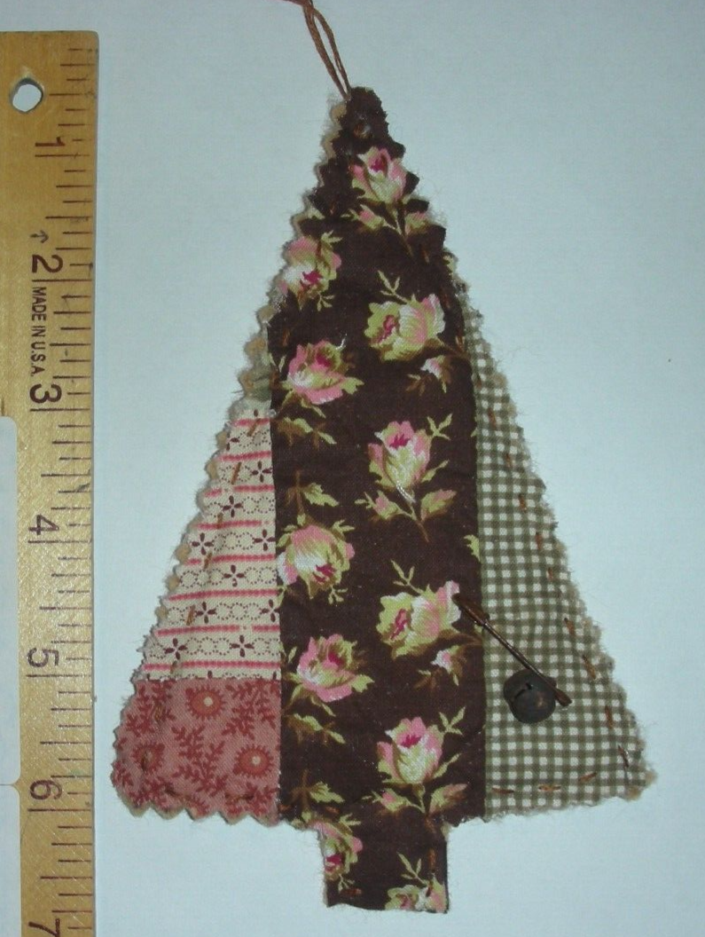 8ANTIQUE CUTTER QUILT CHRISTMAS TREE ORNAMENTS W/RUSTY PIN & BELL