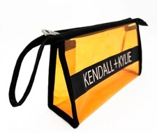 NWT Kendall  Kylie Clear Cosmetic Bag Makeup Bag Orange  Black