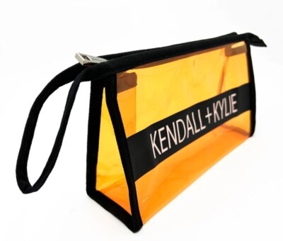 NWT Kendall + Kylie Clear Cosmetic Bag Makeup Bag Orange + Black