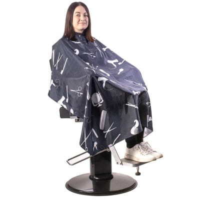 Beard Barber Raincoat Pro Hairdressing Gown Black Water Resistant