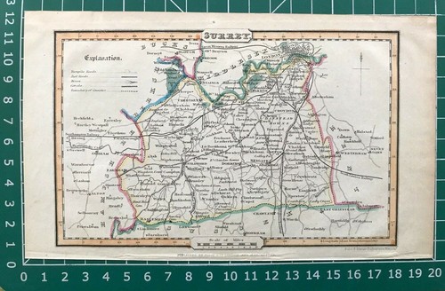 1839 Antique Map; Surrey - James Pigot / Isaac Slater - Picture 2 of 2