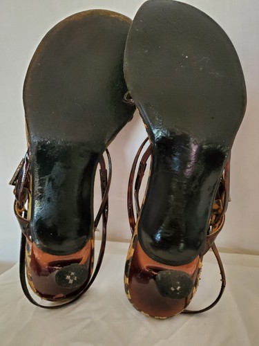 ✨️STUART WEITZMAN✨️ Brown Animal Print 2 Inch Heel Sandal Slide Wm's Sz. 9.5 🐆 - Picture 6 of 17