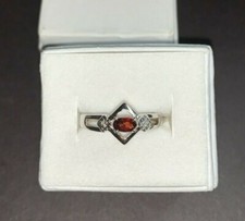 Sterling Silver Garnet Ring 3 Carat Oval Cut Garnet Red Size 7 - .925 Silver