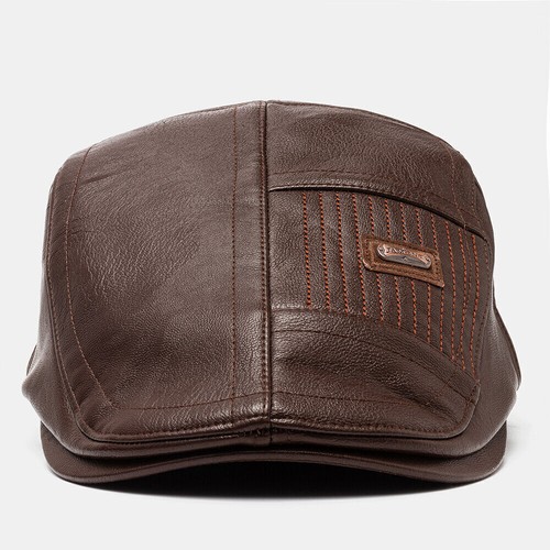 Vintage Men Beret Hat Leather Flat Cap Warm Autumn Winter Male Adjustable New - Bild 3 von 20
