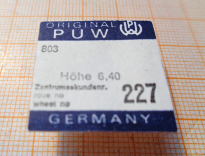 Vintage Watch Part PUW 803 Nr. 227 Zentrumssekundenrad