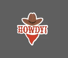 Howdy Sticker Bandana Cowboy Hat Waterproof Country Western Gift NEW
