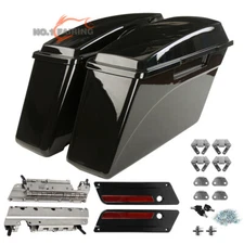 Vivid Black Hard Saddlebags Bag & Latch Keys Fit For Harley Touring Models 93-13