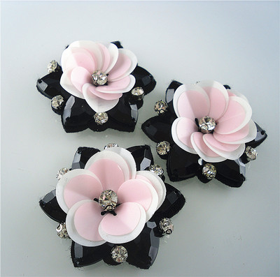 sew sequins rhinestones tube bead handmade flower clothing bag patch 5pcs H06