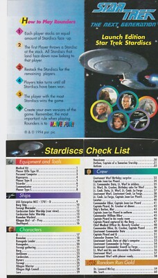 1994 STAR TREK THE NEXT GENERATION LAUNCH EDITION STARDISCS CHECK LIST