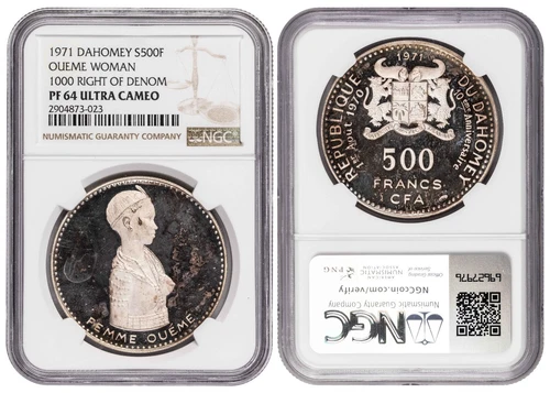 *** NGC *** DAHOMEY *** 500 FRANCS 1971 *** PROOF PF64 ULTRA CAMEO *** RARE **t3