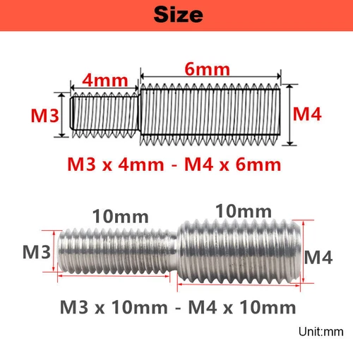 Doppelend Außengewinde Schraube Reduzierstück Fitting Adapter M3 M4 M5 M6 M8 M10 M16 - Bild 2 von 4