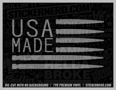Made In USA Bullets Sticker - Vinyl Car Decals United States Window ...