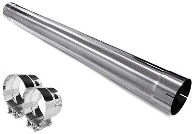 Polished Stainless Steel Exhaust Pipe 5'' ID x 51 '' long With Two Band Clamps