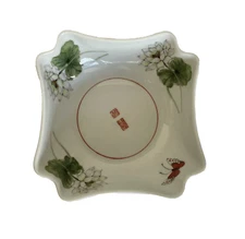 Vintage Lotus The Toscany Collection Japan Square Bowl Trinket Dish Butterfly
