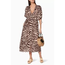 NWOT. Zimmermann Linen Midi Dress AU 1 / US 6 brown