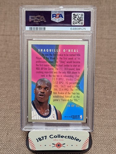 1993-94 Fleer SHAQUILLE O'NEAL Rookie Sensations Insert #18 PSA 9 Mint HOF - Picture 2 of 2