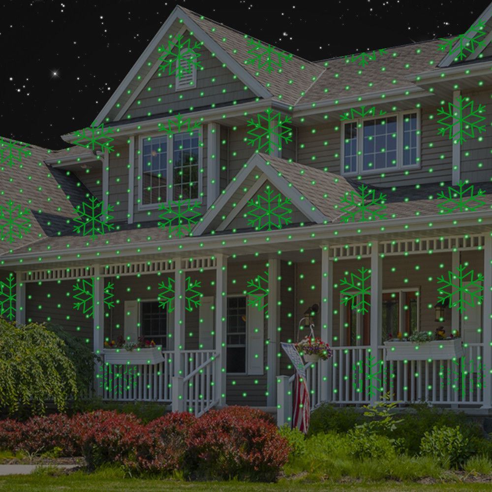 Red Green Snowflakes & Trees - Premium Instant Laser Projection Light with Color