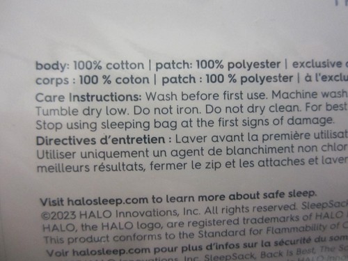 LOT OF 2 NEW HALO SLEEP SACK SWADDLE COTTON NB/NN BIRTH TO 3 MONTHS LEAF PRINT - Picture 4 of 7