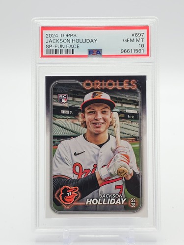 JACKSON HOLLIDAY 2024 TOPPS SERIES TWO SP-FUN FACE ROOKIE RC #697 PSA 10 Q6438