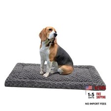 Washable Dog Bed Mat Medium Size Fluffy Pet Crate 36.00" x 23.00" x 1.50" Grey