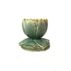 Weller Pottery Lotus Bud Vase Green Glaze Leaf Base Arts & Crafts