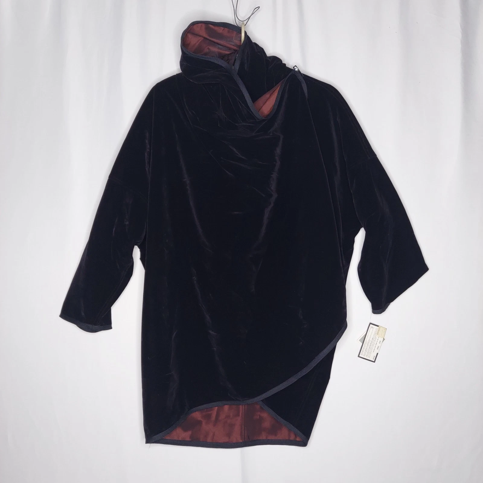 Mycra Pac Designer Wear Raincoat OS Reversible Velvet Hood Poncho Artsy 90's