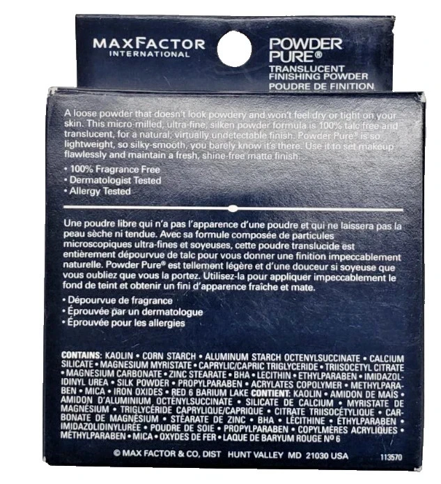 NEW Max Factor POWDER PURE TRANSLUCENT FINISHING Powder-101 Translucent LIGHT - Image 2 of 2