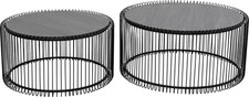 Couchtisch Beistelltisch 2er Set Stahl Gestell Holz Platte Schwarz Kare Design