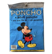 Disney Mickey Mouse Yellow Rain Poncho Adult 1 Size Fits All Vintage New Sealed