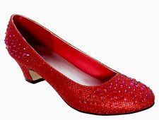 Girls Holiday Red High Heel shoes Size 4 Red Pumps for girls - youth size