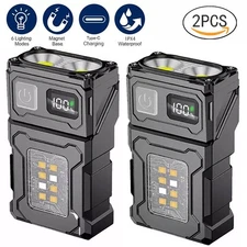 Pocket LED Flashlight Magnetic USB Rechargeable Mini Torch Portable Work Light