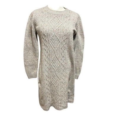 Talbots Gray Cable Knit Sweater Dress with Colorful Flecks   Women's Size Small