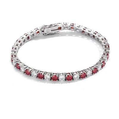 Tennisarmband 6,3 kt Rundschliff Laborgefertigt Diamant Testpass 19 cm 14 K Gold