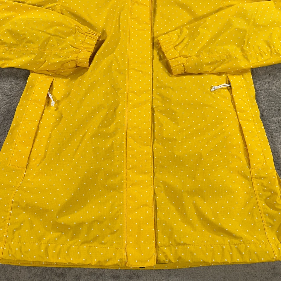Chaqueta de lluvia North Face para mujer pequeña amarilla blanca lunares resolución logotipo exterior Foto 4 de 4